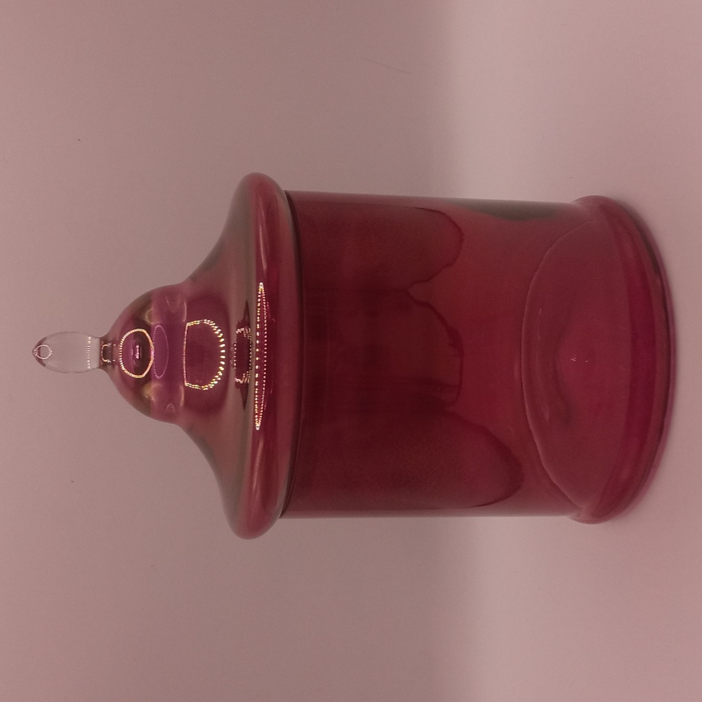 Vintage Cranberry Glass Apothecary Jar / Candy Dish